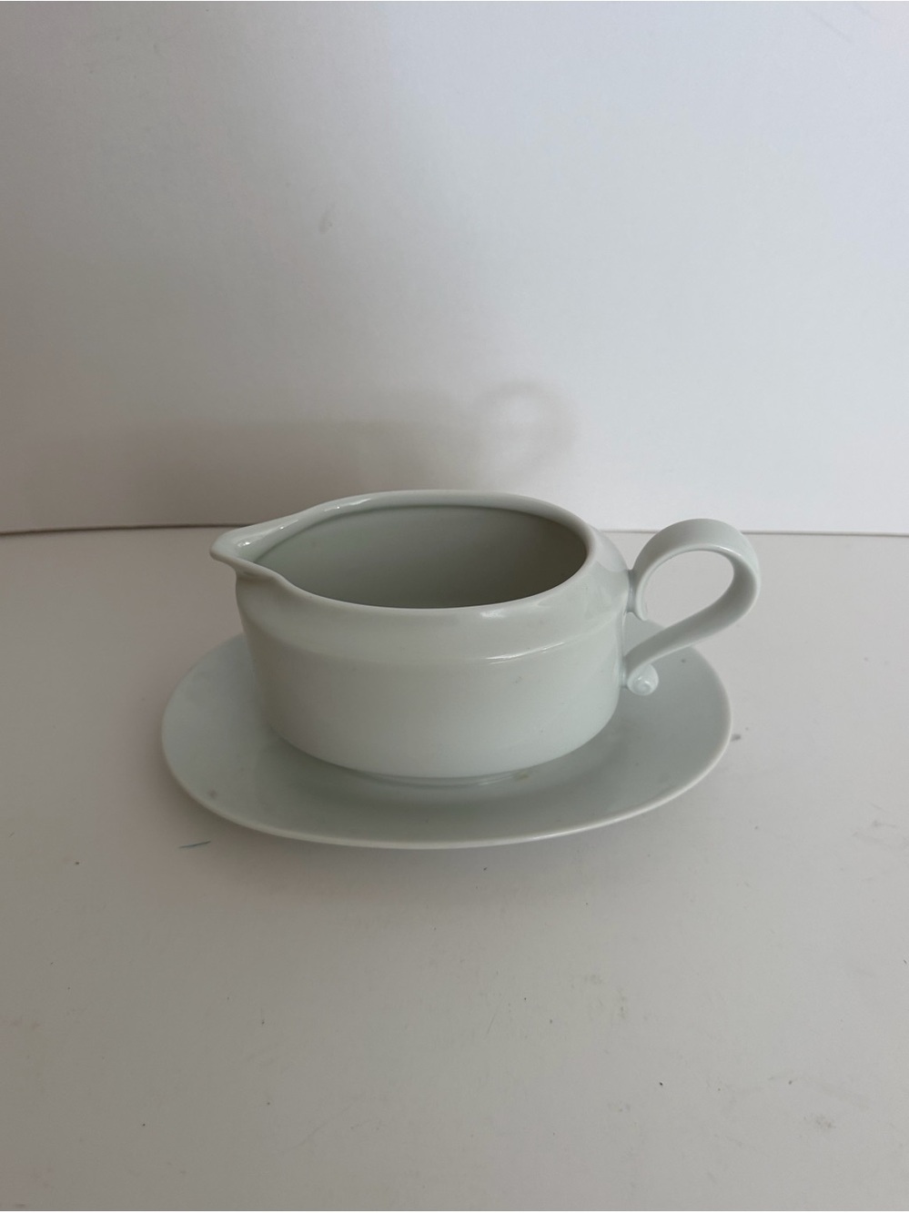 White Porcelain Gravy Boat with Underplate